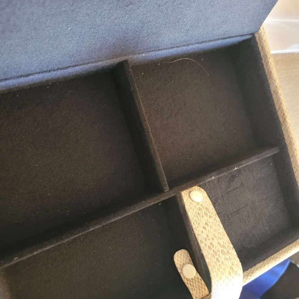 Taupe Faux Leather Travel Jewelry Box with Mirror